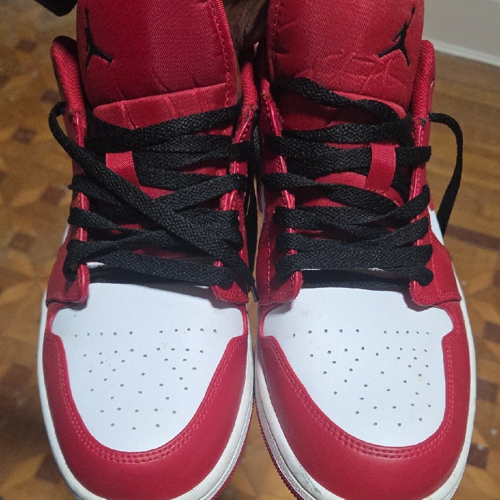Jordan Red and White Athletic Shoes